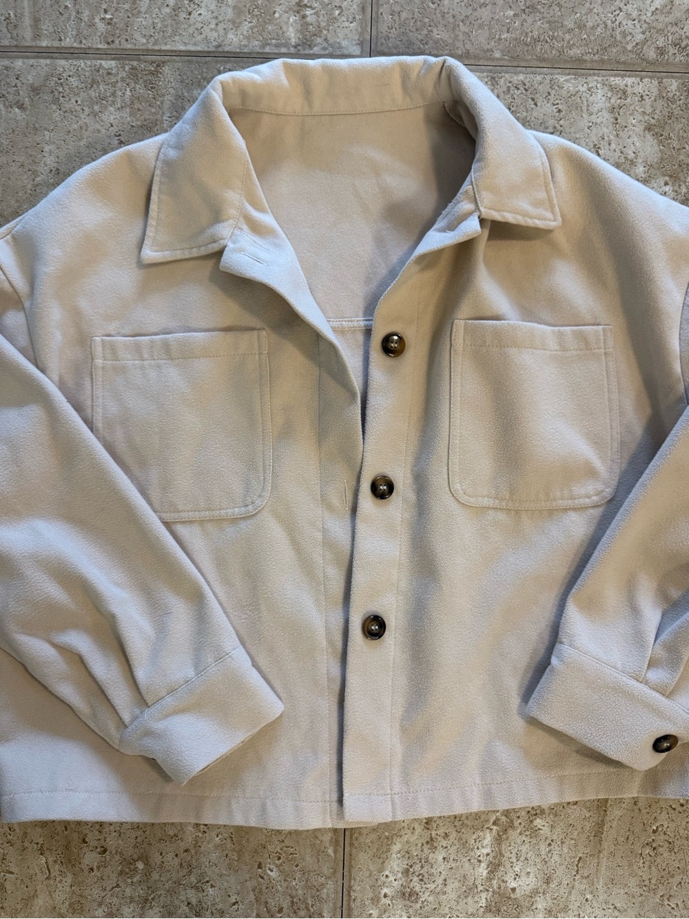 Cream Button-Front Jacket - Picture 2 of 5